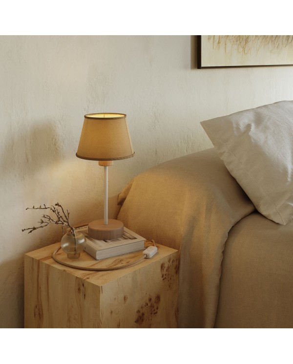 Wood table lamp with Impero lampshade - Alzaluce Wood with 2-pin plug