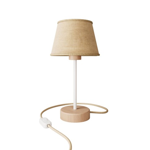 Wood table lamp with Impero lampshade - Alzaluce Wood with 2-pin plug