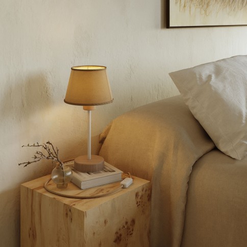 Wood table lamp suitable for lampshade - Alzaluce Wood with 2-pin plug