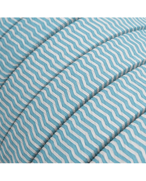 Electric cable for String Lights, covered by Rayon fabric ZigZag White-Turquoise CZ11 - UV resistant