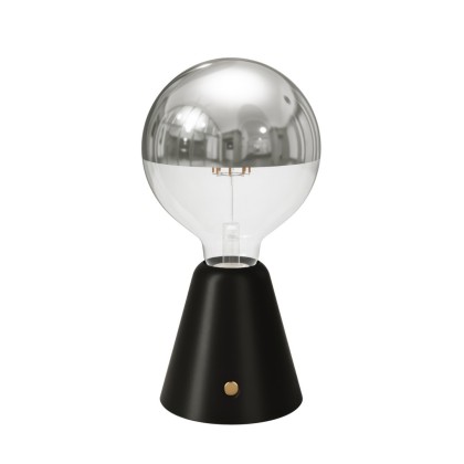 Candeeiro LED Cabless01 portátil e recarregável com lâmpada Globe Meia Esfera Prata