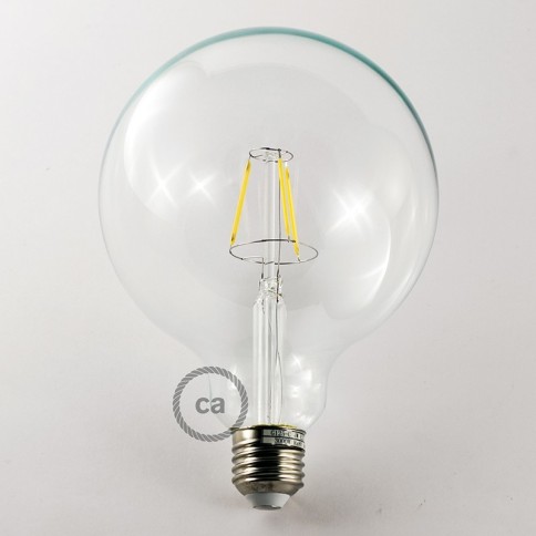 LED Transparent Light Bulb - Globe G125 Short Filament - 4,5W 470Lm E27 2700K