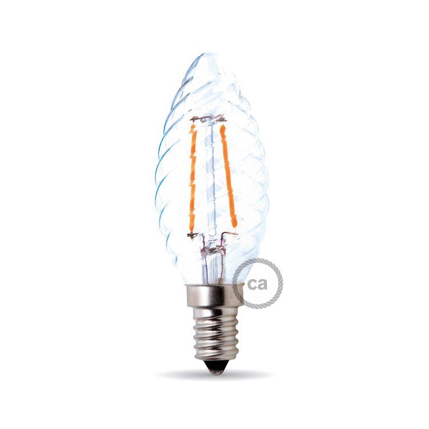 LED Λαμπτήρας Filament Διαφανής Κερί Στριφτό 4W E14 3000K