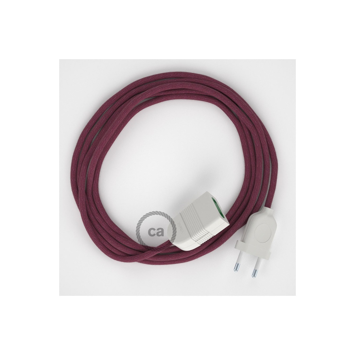 Burgundy Cotton fabric RC32 2P 10A Extension cable Made in Italy