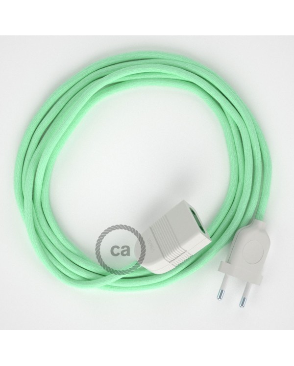 Milk and Mint Cotton fabric RC34 2P 10A Extension cable Made in Italy