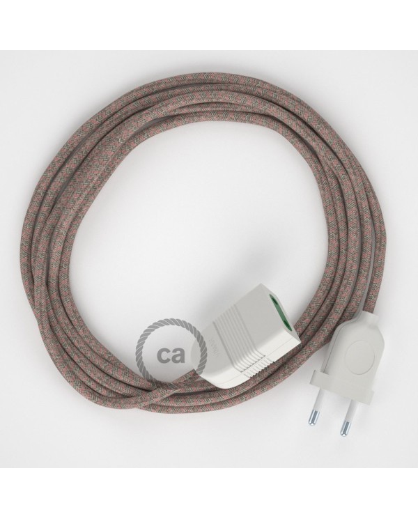 Ancient Pink Diamond Cotton and Natural Linen fabric RD61 2P 10A Extension cable Made in Italy