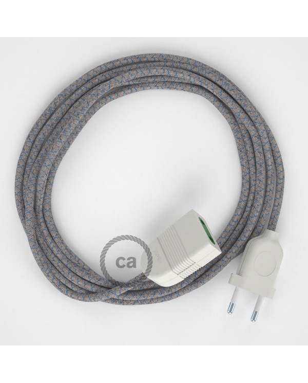 Blue Steward Diamond Cotton and Natural Linen fabric RD65 2P 10A Extension cable Made in Italy
