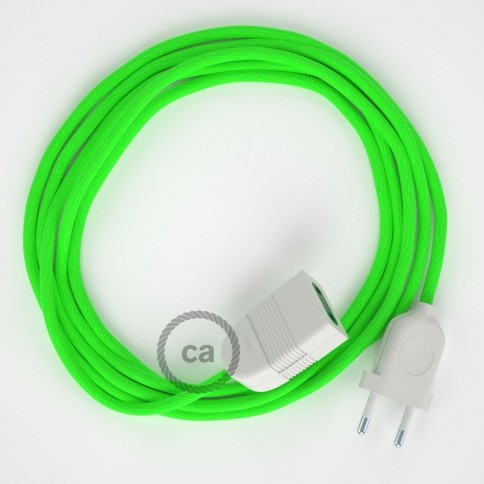 Neon Green Rayon fabric RF06 2P 10A Extension cable Made in Italy
