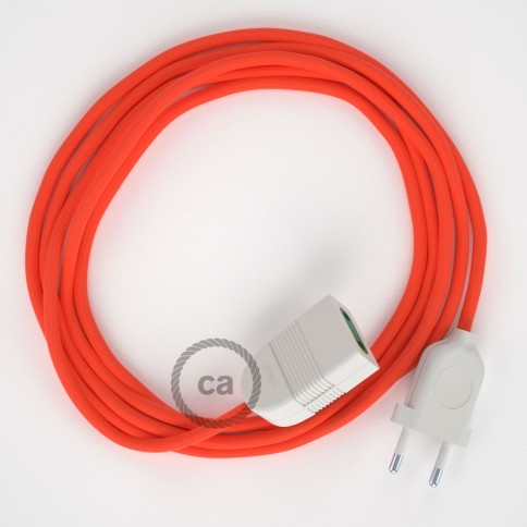 Neon Orange Rayon fabric RF15 2P 10A Extension cable Made in Italy