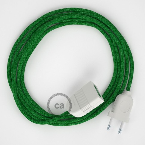 Sparkly Green Rayon fabric RL06 2P 10A Extension cable Made in Italy