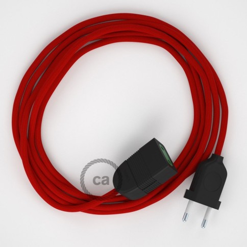 Red Rayon fabric RM09 2P 10A Extension cable Made in Italy