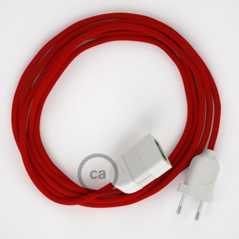 Red Rayon fabric RM09 2P 10A Extension cable Made in Italy