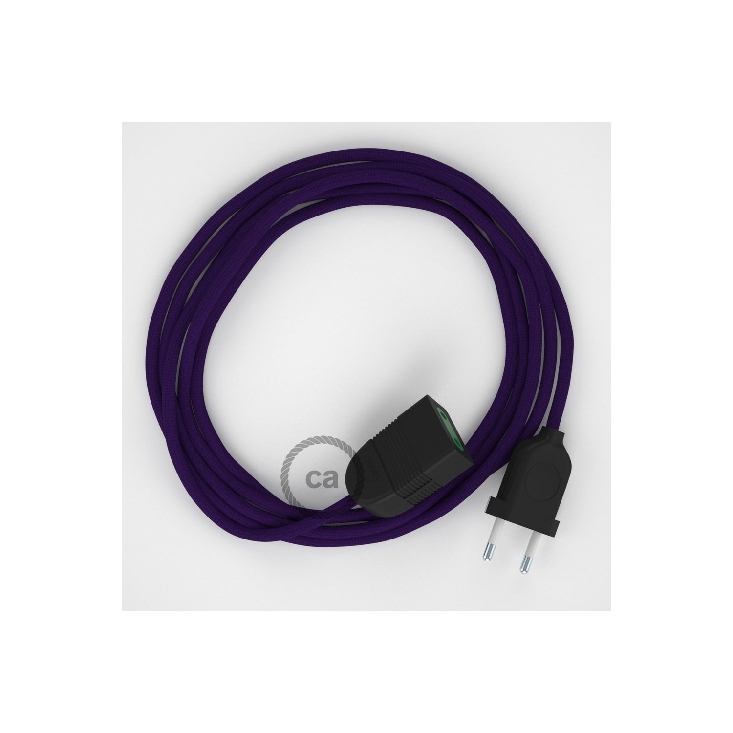 Purple Rayon fabric RM14 2P 10A Extension cable Made in Italy