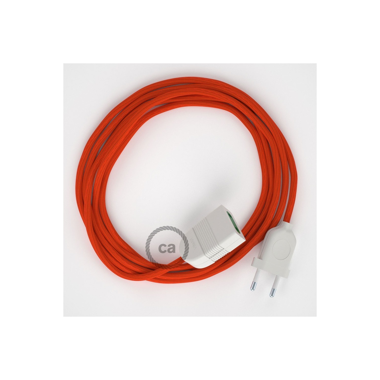 Orange Rayon fabric RM15 2P 10A Extension cable Made in Italy