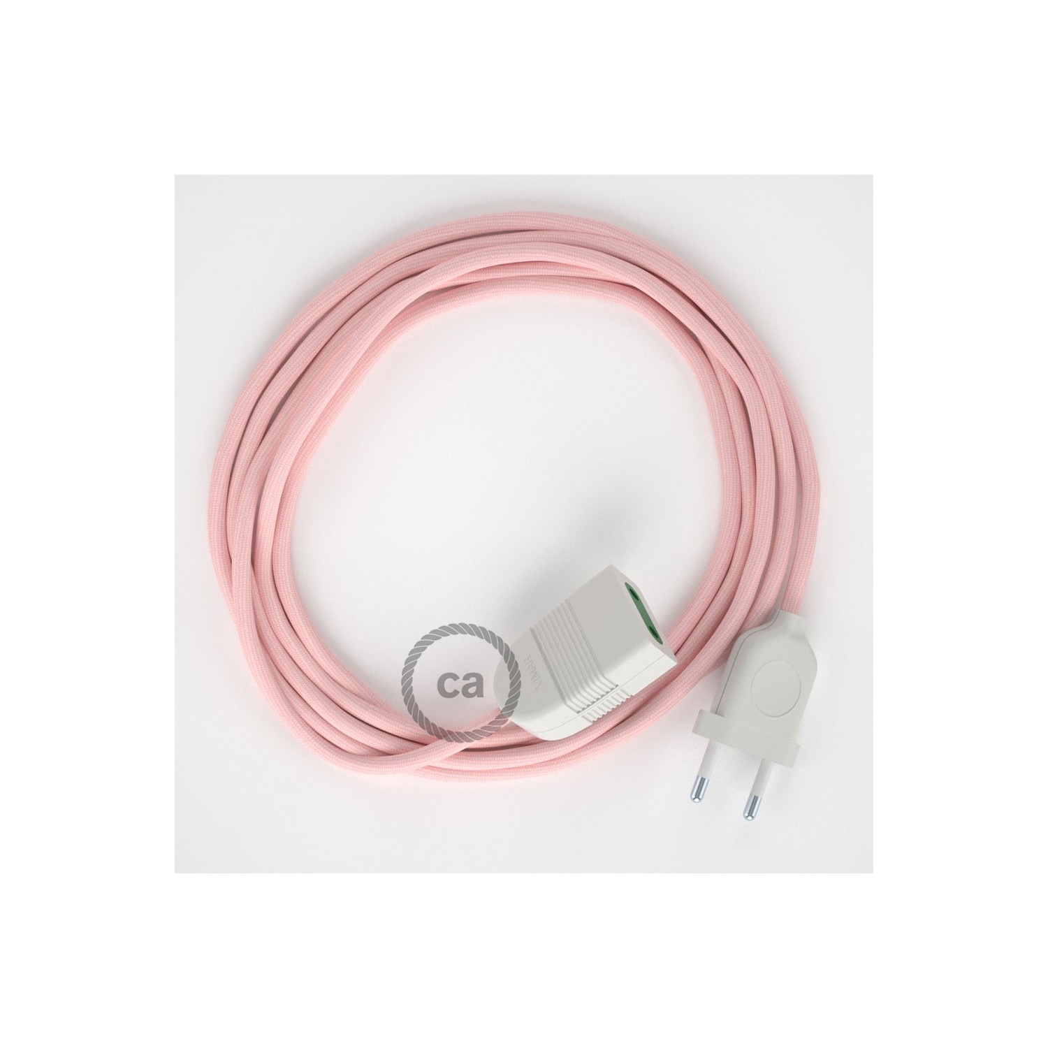 Baby Pink Rayon fabric RM16 2P 10A Extension cable Made in Italy