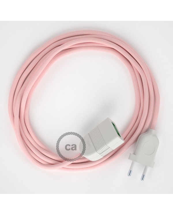 Baby Pink Rayon fabric RM16 2P 10A Extension cable Made in Italy