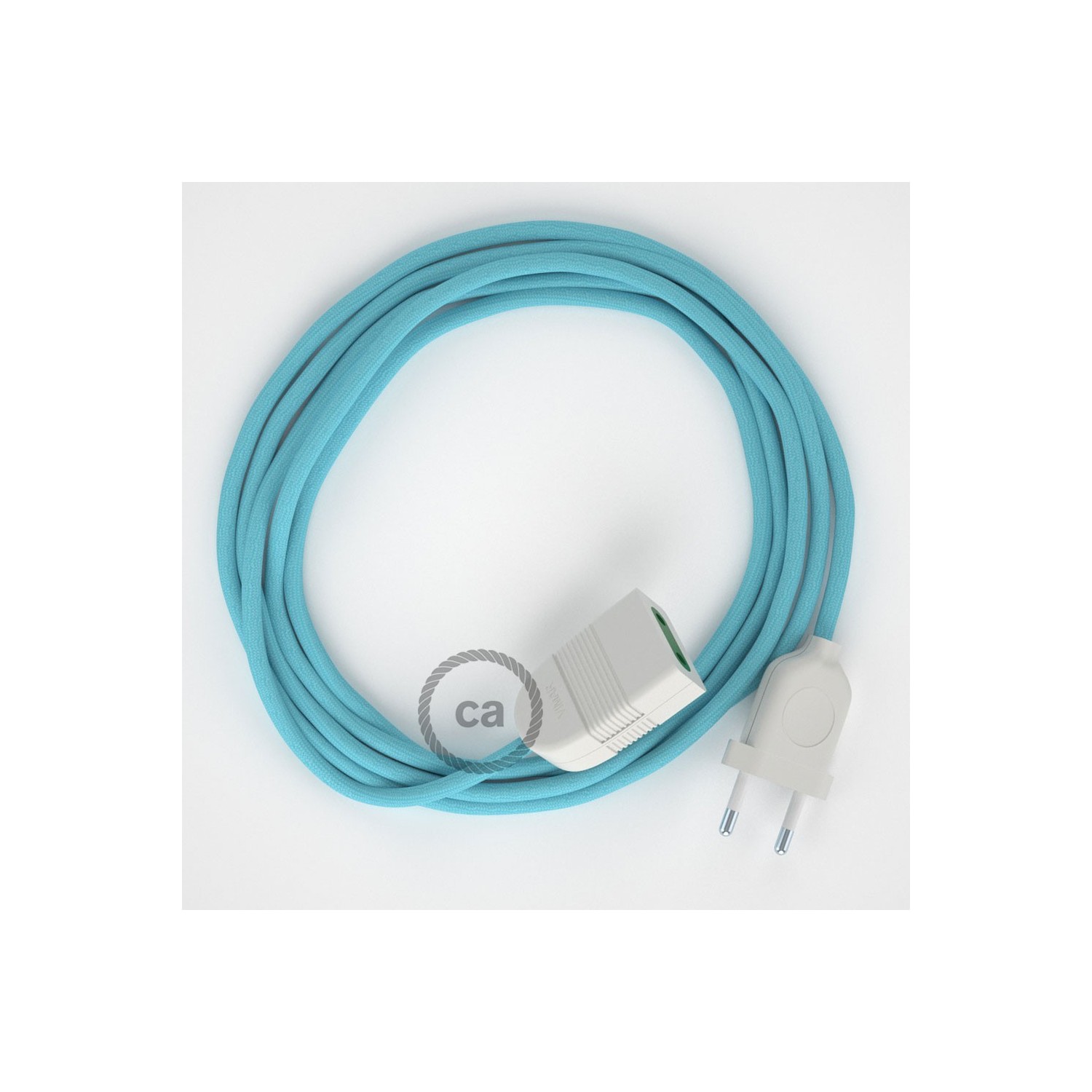 Baby Blue Rayon fabric RM17 2P 10A Extension cable Made in Italy