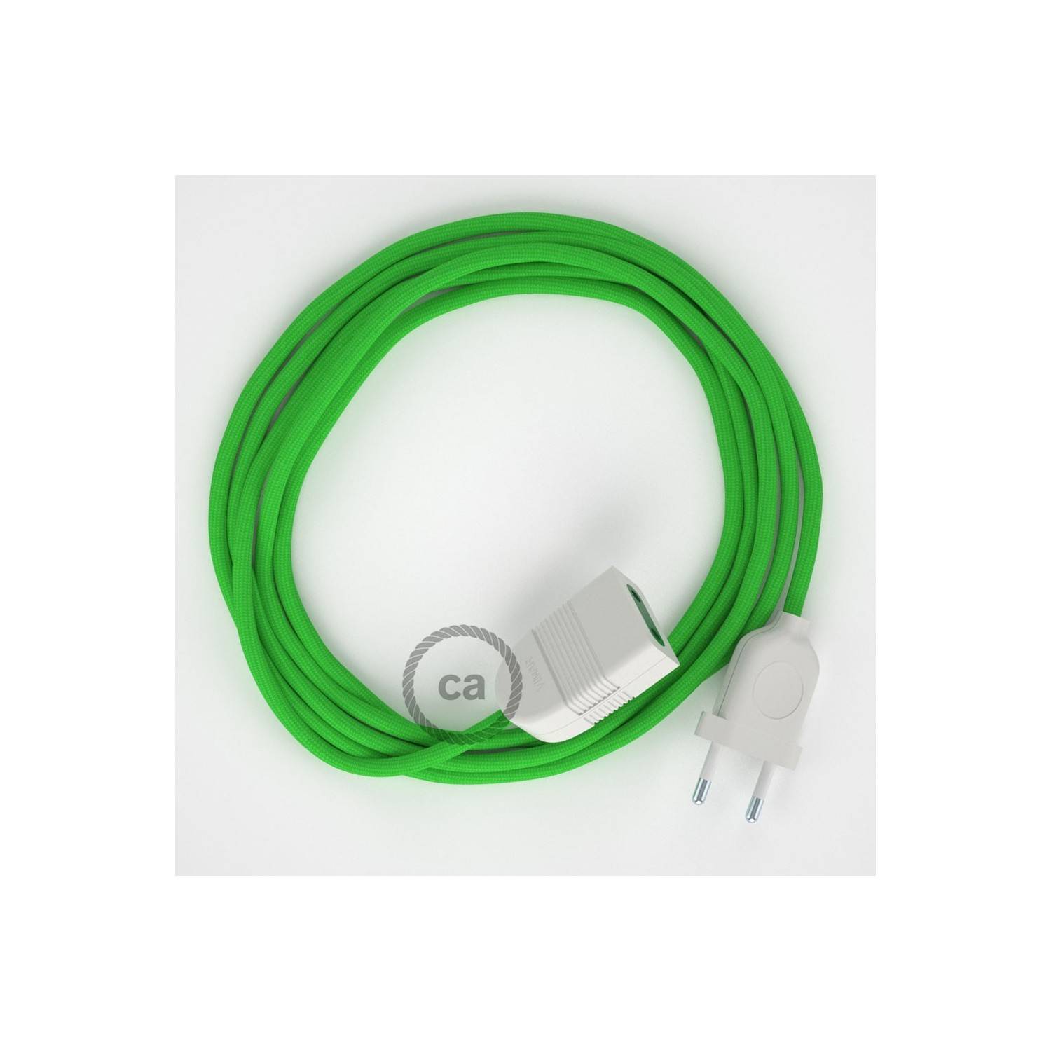 Lime Green Rayon fabric RM18 2P 10A Extension cable Made in Italy