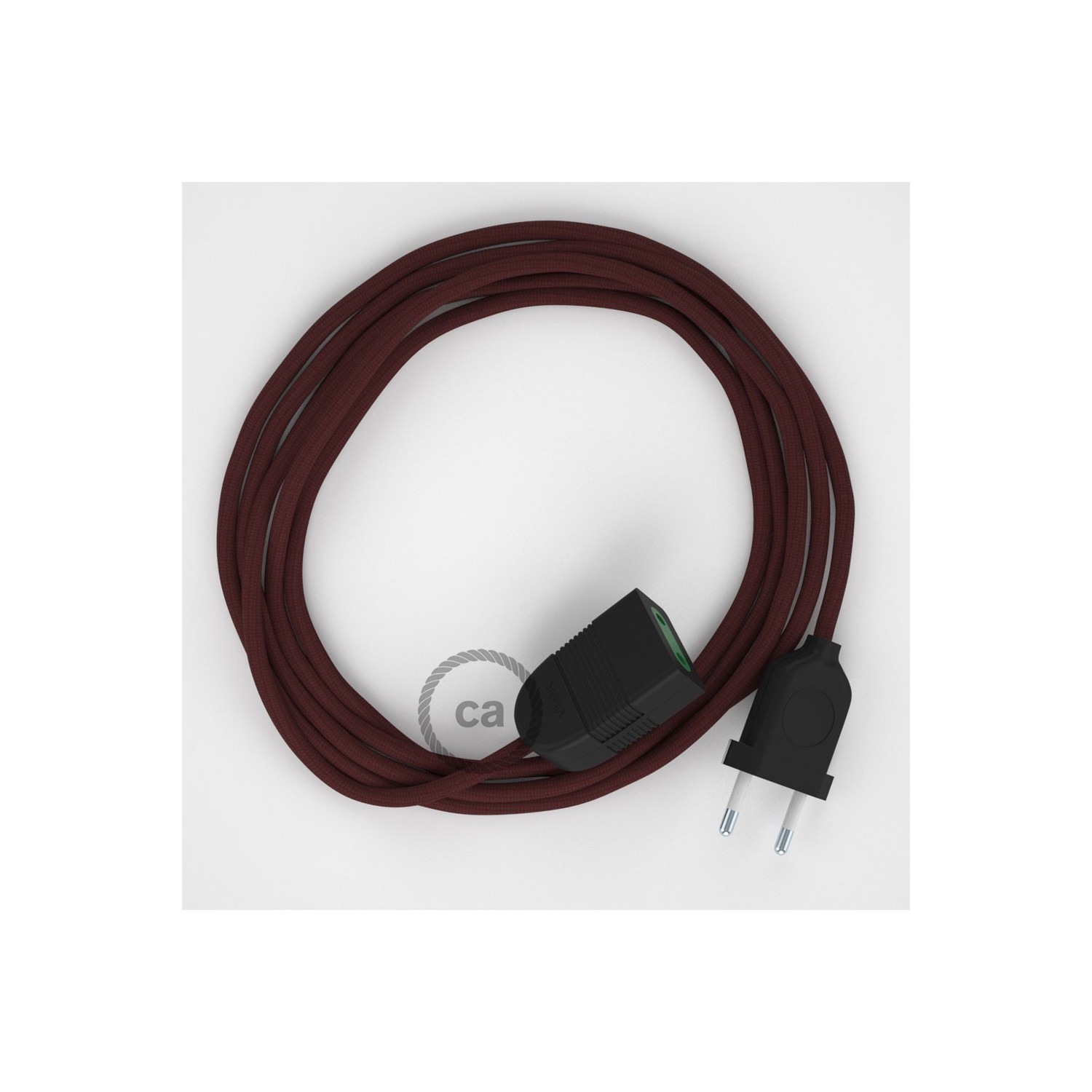 Burgundy Rayon fabric RM19 2P 10A Extension cable Made in Italy