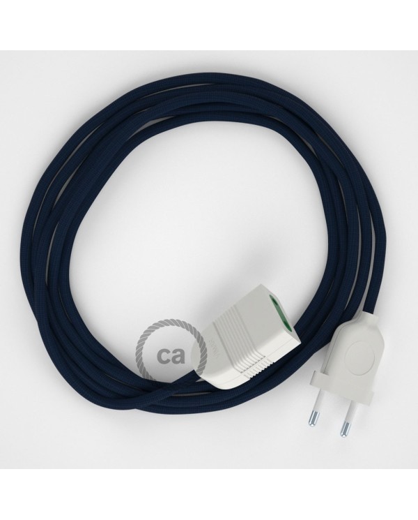 Dark Blue Rayon fabric RM20 2P 10A Extension cable Made in Italy