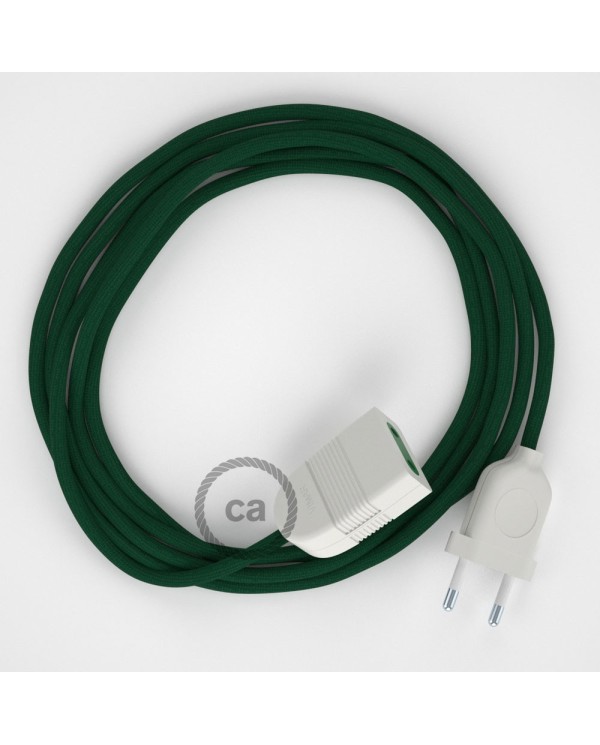 Dark Green Rayon fabric RM21 2P 10A Extension cable Made in Italy