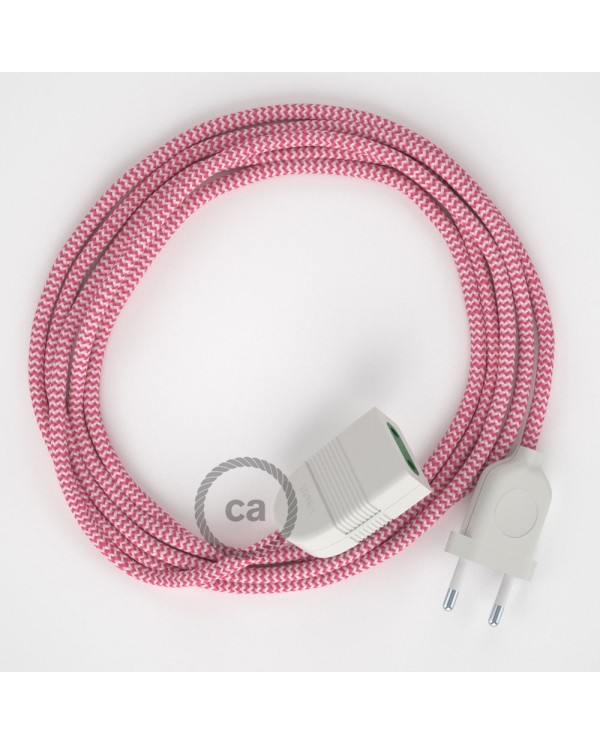 Fuchsia ZigZag Rayon fabric RZ08 2P 10A Extension cable Made in Italy
