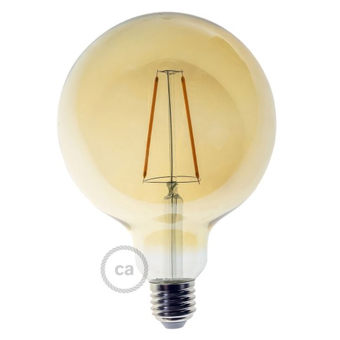 LED Golden Light Bulb - Globe G125 Long Filament - 4W 400Lm E27 2000K