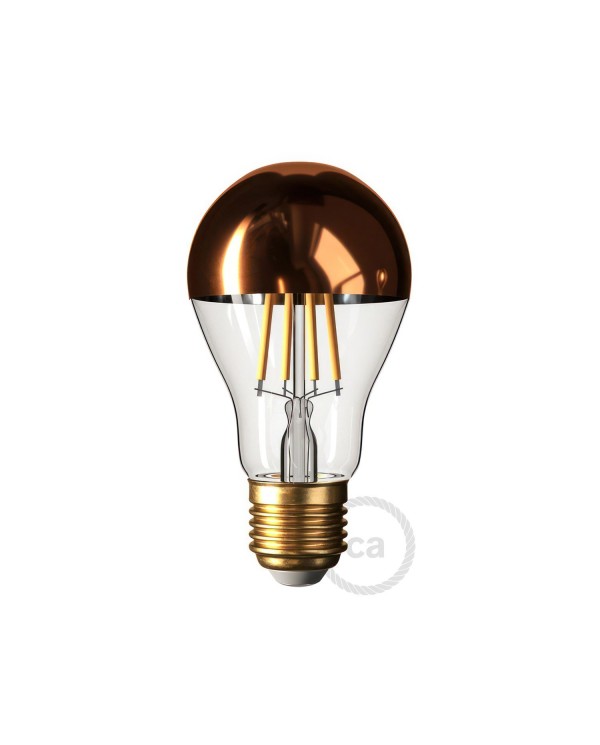 Copper Half Sphere Drop A60 LED Light Bulb 7W 806Lm E27 2700K Dimmable
