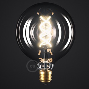 LED Smoky Light Bulb - Globe G125 Curved Spiral Filament - 5W 120Lm E27 1800K Dimmable