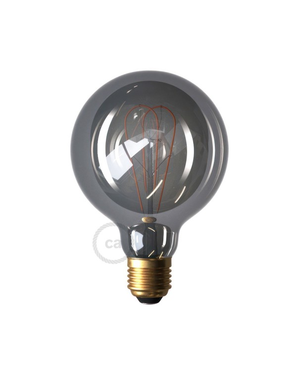 LED Smoky Light Bulb - Globe G95 Curved Double Loop Filament - 5W 150Lm E27 2000K Dimmable
