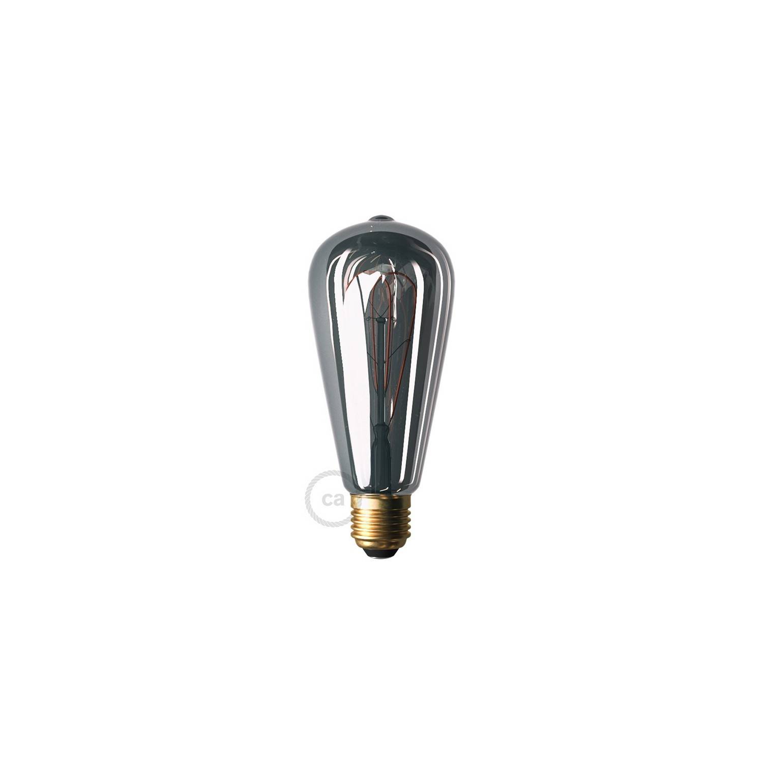 LED Smoky Light Bulb - Edison ST64 Curved Double Loop Filament - 5W 160Lm E27 1800K Dimmable