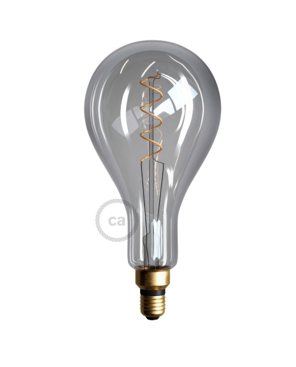 XXL LED Smoky Light Bulb - Pear A165 Curved Spiral Filament - 5W 150Lm E27 2000K Dimmable