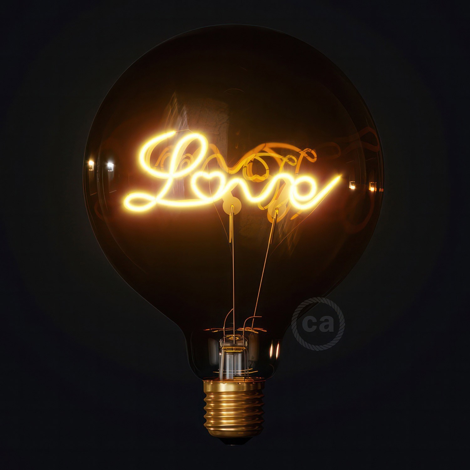 Lâmpada LED Golden para candeeiro de pé - Globo G125 Filamento Único “Love” - 5W E27 Decorativa Vintage 2000K