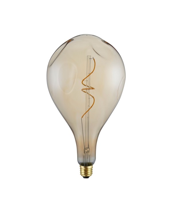 XXL LED Light Bulb Pear A165 Bumped Golden spiral filament 5W 270Lm E27 1800K Dimmable