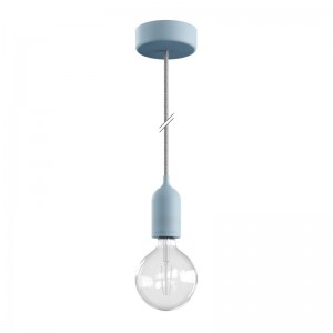 EIVA PASTEL Outdoor pendant lamp with 1,5 mt textile cable, colorful silicone ceiling rose and lamp holder IP65 water resistant