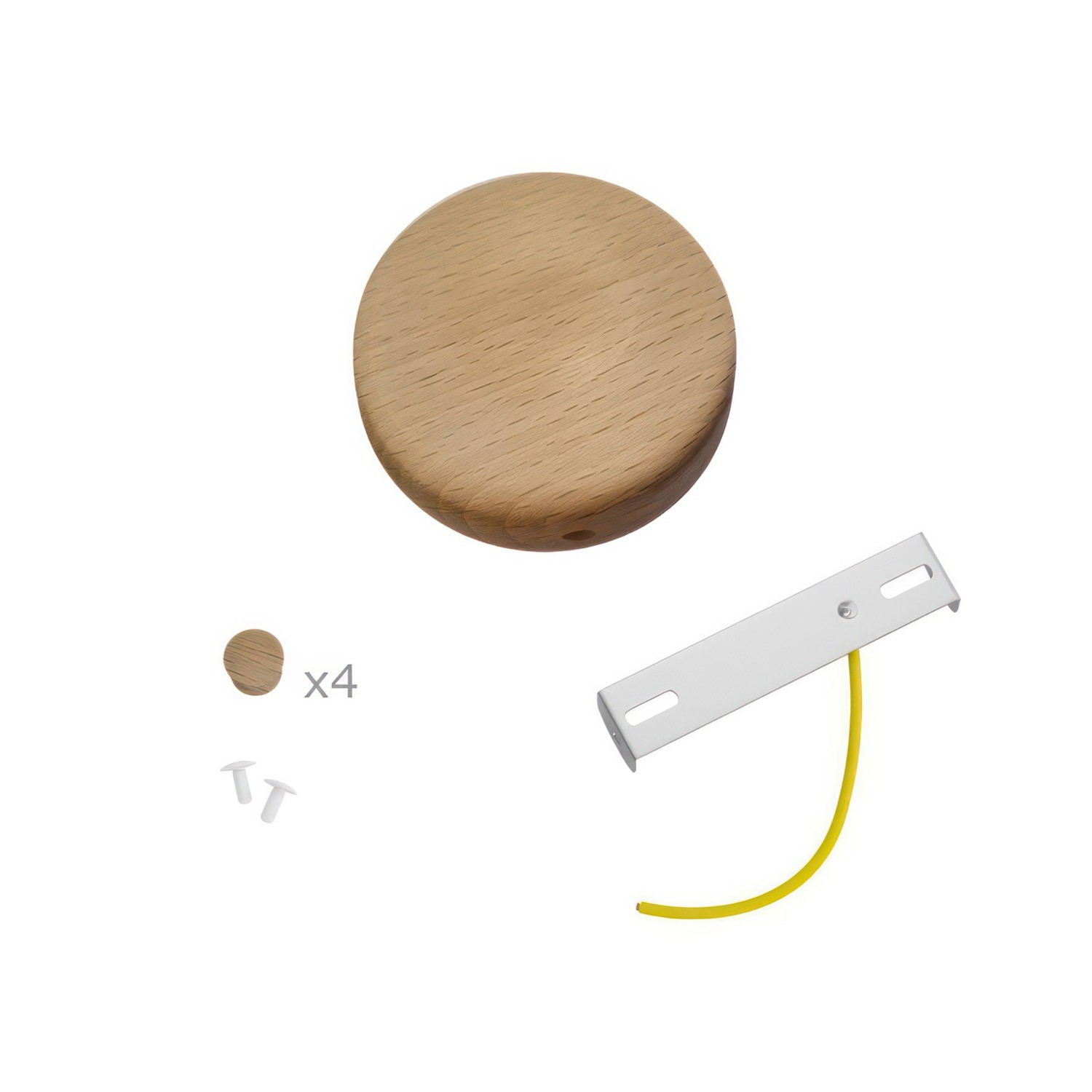 Mini cylindrical wooden 4-side- hole ceiling rose kit (junction box)