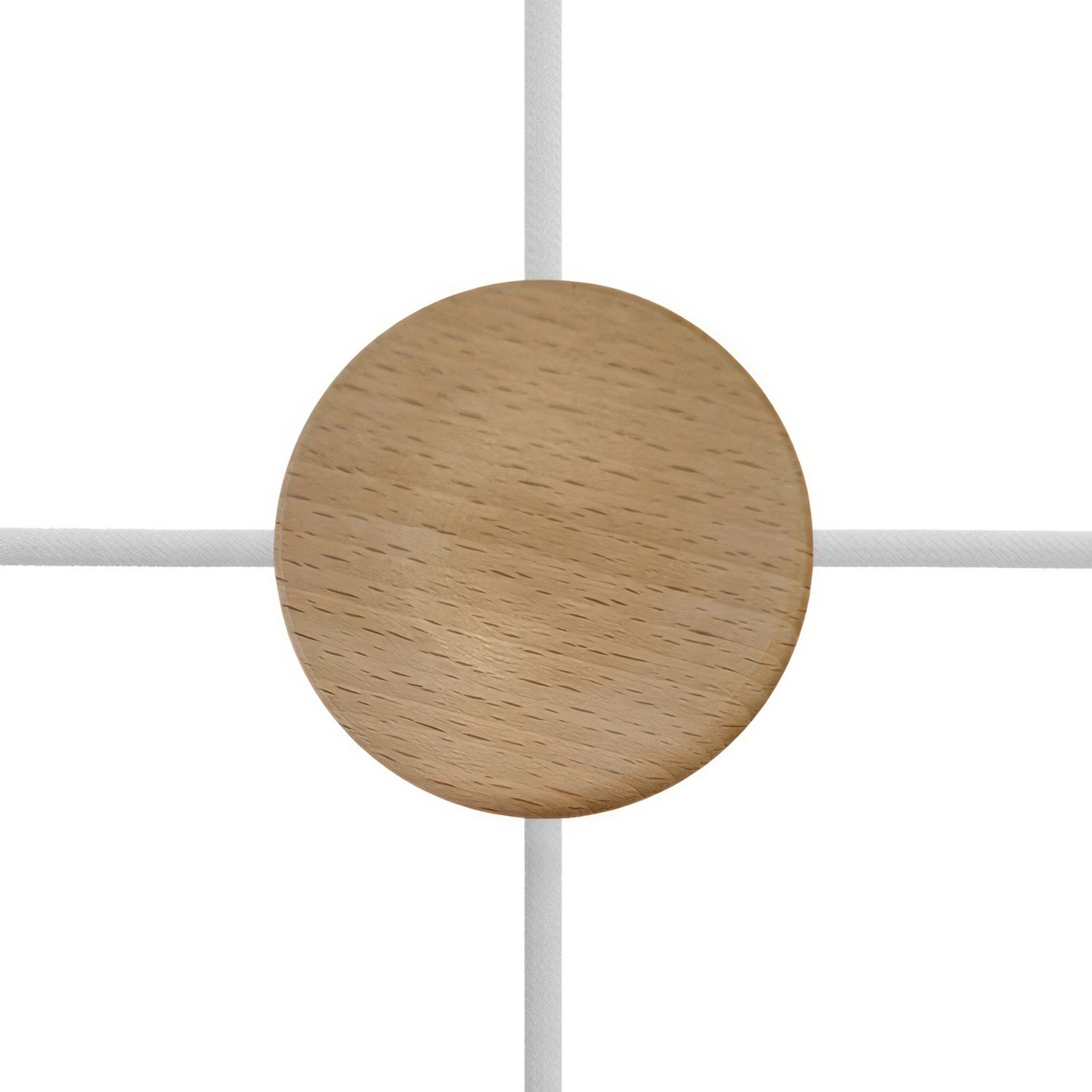 Kit com mini-rosácea de teto cilíndrica de 4 furos laterais em madeira (caixa de derivação)