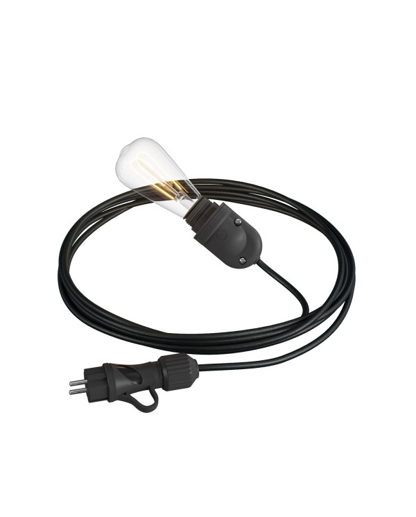 Eiva Snake, portable outdoor lamp, 5 m textile cable, IP65 waterproof lamp holder and plug