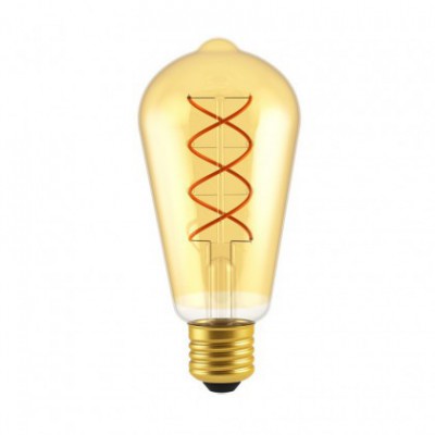 LED Light Bulb Edison ST64 Golden with double curved spiral filament 5W 250Lm E27 2000K Dimmable