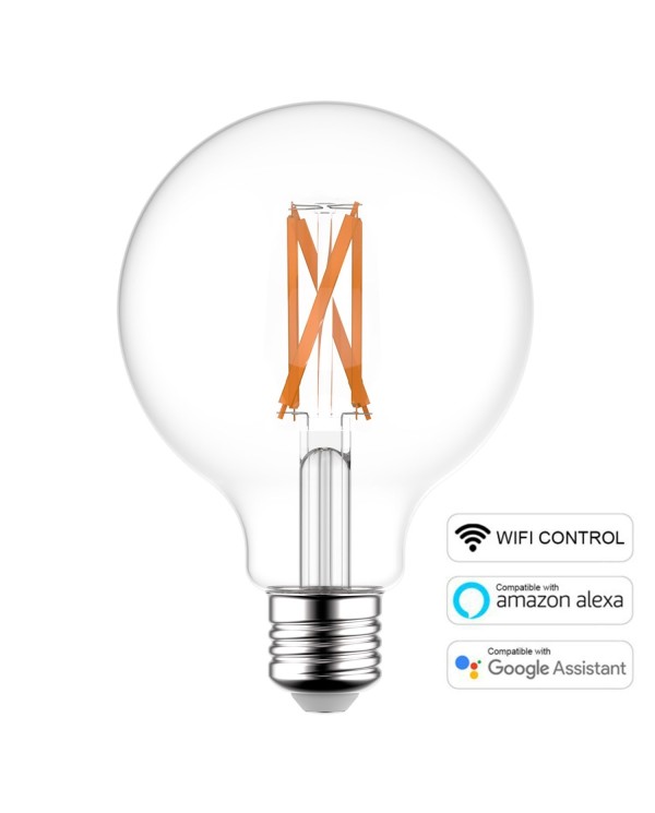LED SMART WI-FI Light Bulb Globe G125 Transparent with Filament 6.5W 806Lm E27 1800÷3000K Dimmable