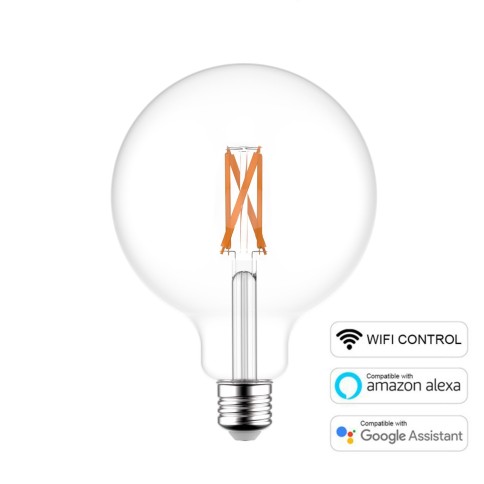 LED SMART WI-FI Light Bulb Globe G95 Transparent with Filament 6.5W 806Lm E27 1800÷3000K Dimmable