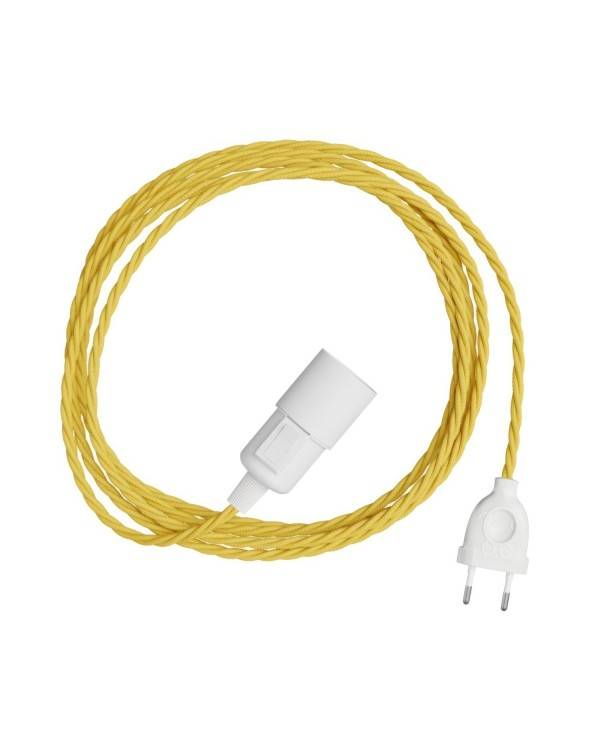 Snake Twisted - Plug-in lamp with coloured twisted textile cable and 2 pole plug