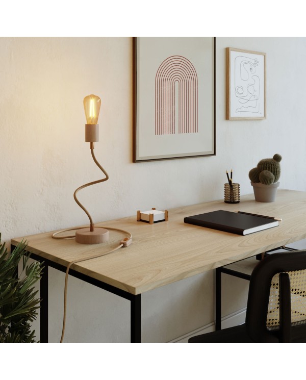 Wood adjustable table lamp with diffused lighting - Table Flex Wood with 2-pin plug