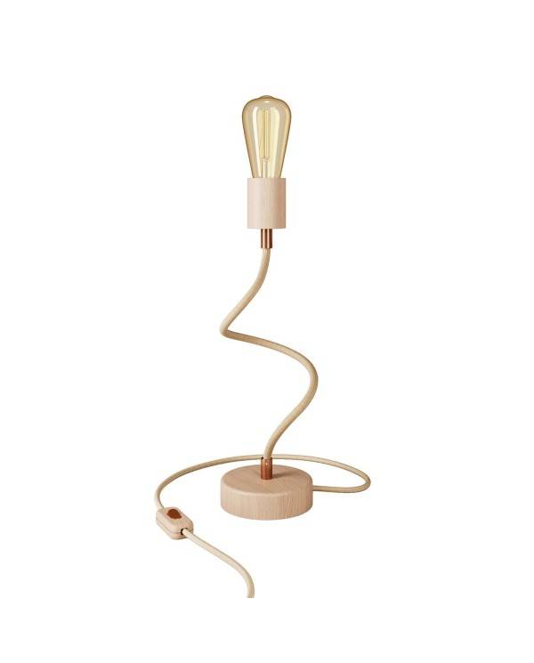 Wood adjustable table lamp with diffused lighting - Table Flex Wood with 2-pin plug