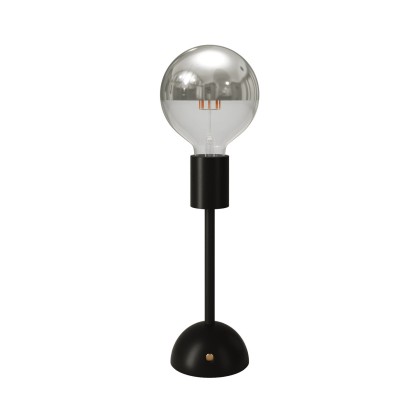 Candeeiro Cabless02 portátil e recarregável com lâmpada de meia esfera prateada