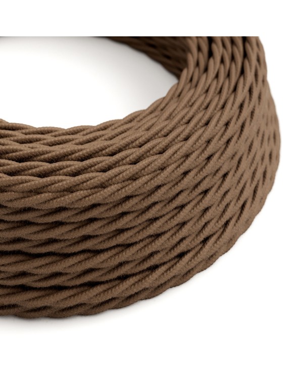 Cotton Espresso Brown Textile Cable - The Original Creative-Cables - TC13 braided 2x0.75mm / 3x0.75mm