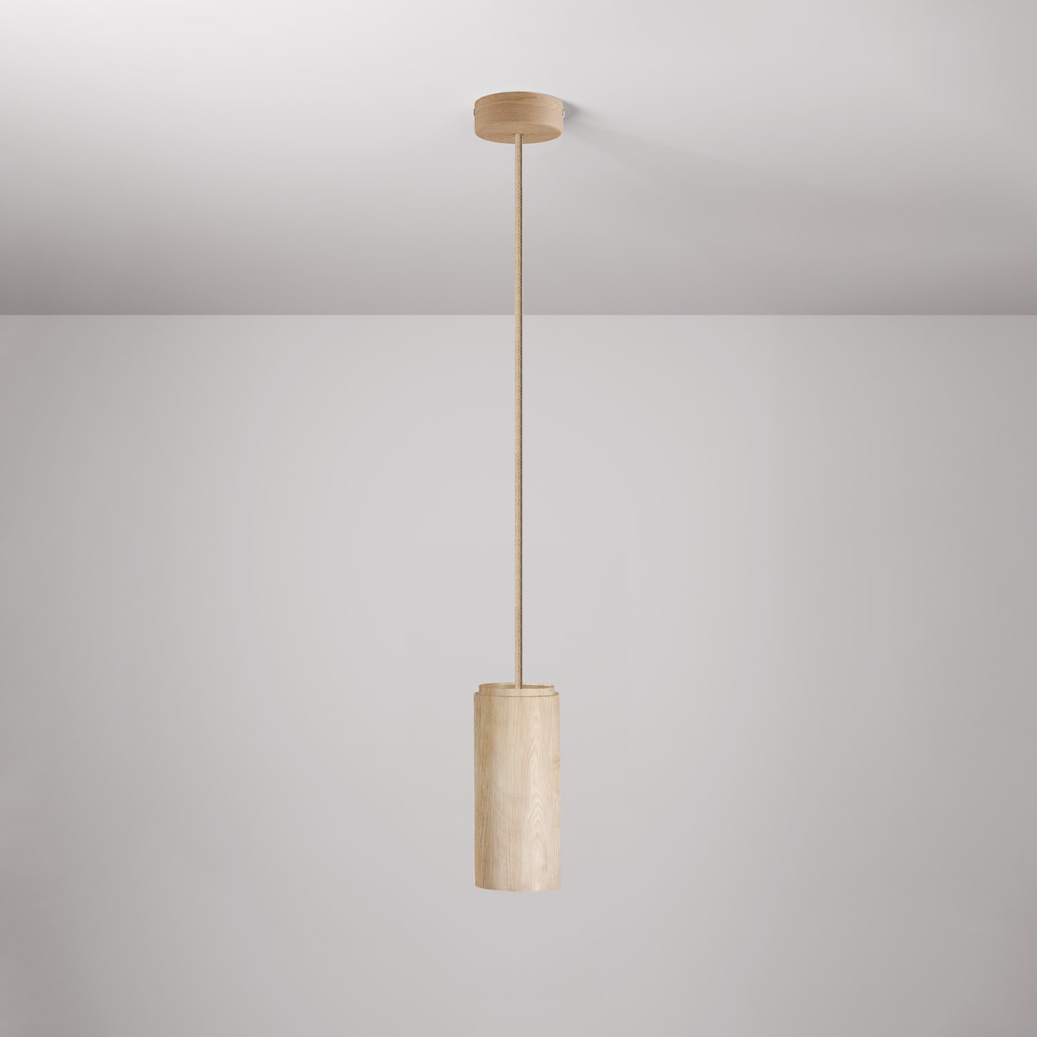 Luminária de suspensão com abajur de madeira para soquete Tub-E27