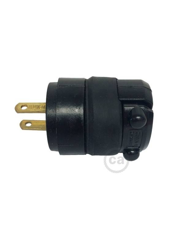 Black Rubberized Two Prong Plug for string lights