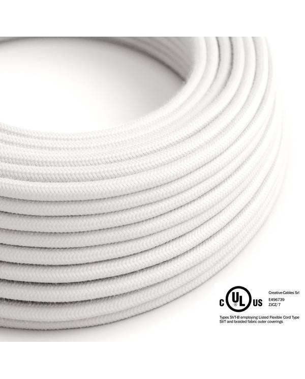 White Cotton covered Round electric cable - RC01