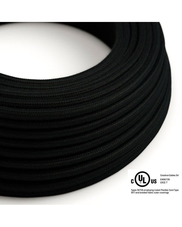 Black Cotton covered Round electric cable - RC04